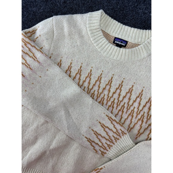 Patagonia Sweaters - Patagonia Recycled Wool Sweater Womens S Cream Ikat Pattern Made Vietnam